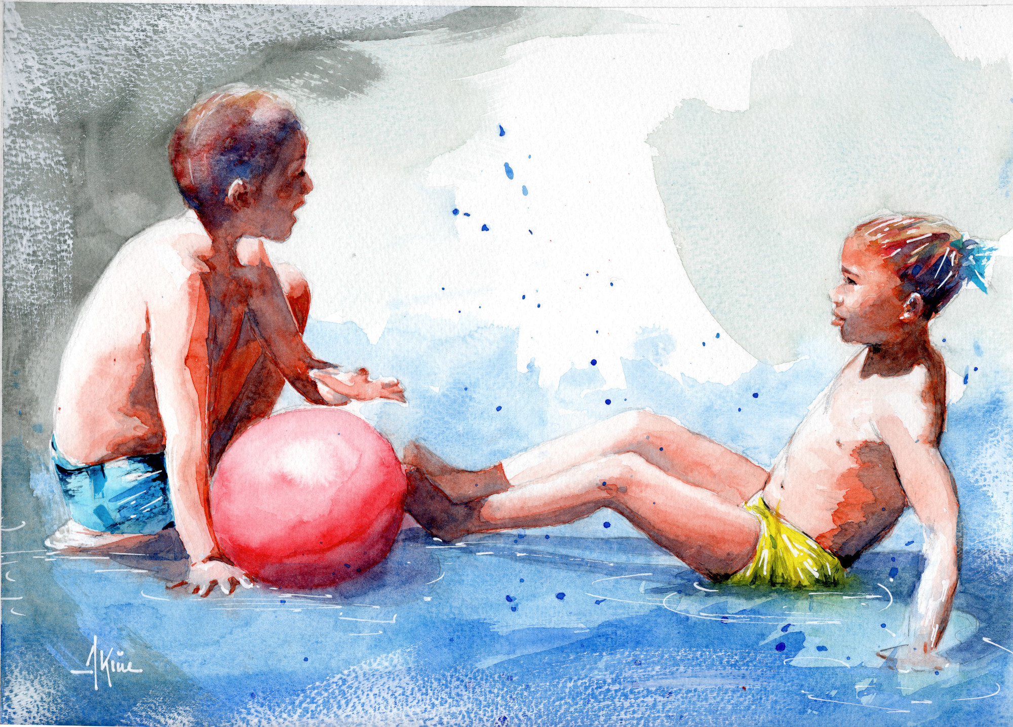 Enfants dans l'eau - light